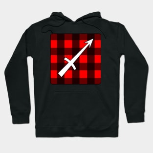 Sagittarius Zodiac Horoscope Buffalo Plaid Square Monogram Hoodie